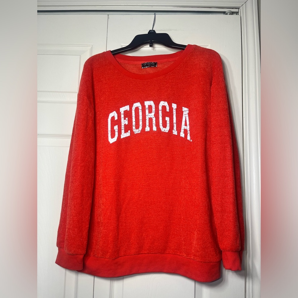 Game Day Couture Georgia Red Soft Pullover‎ Sweater Top